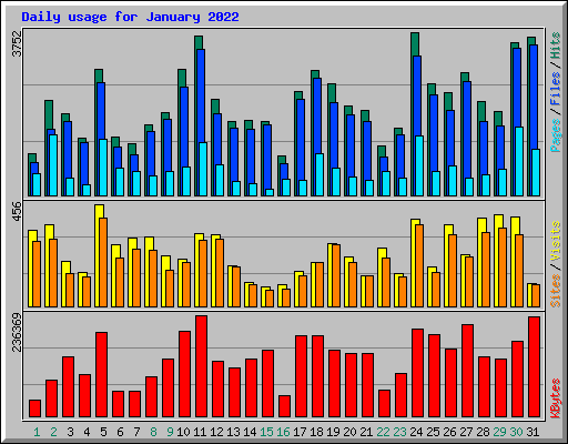 Daily usage for January 2022