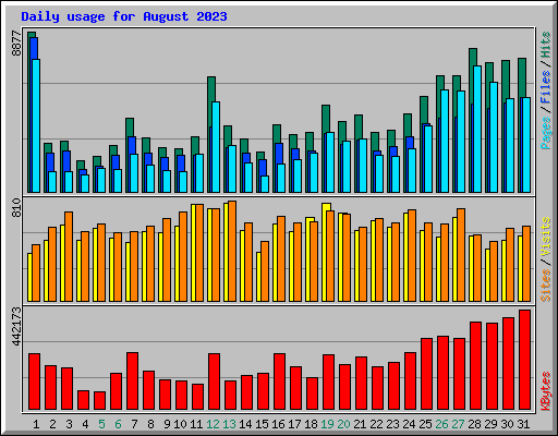 Daily usage for August 2023