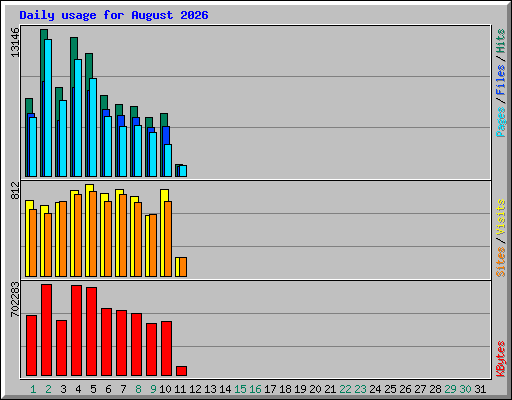Daily usage for August 2026